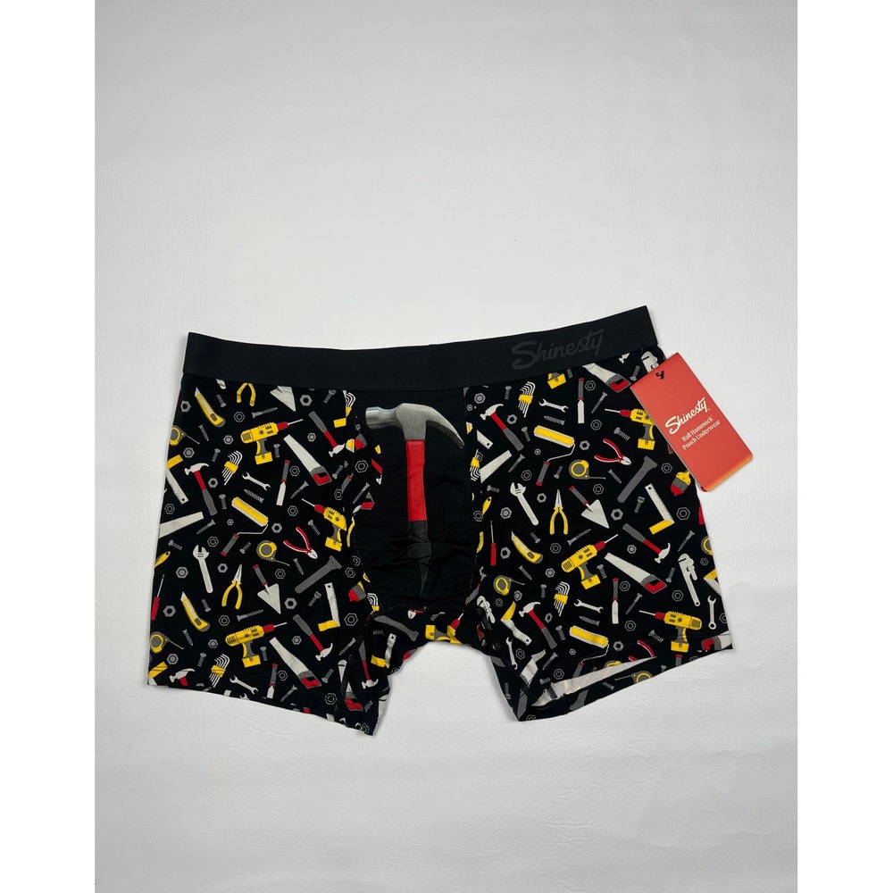 Shinesty Ball Hammock Boxer Briefs Mens XL Black Tool Belt Hammer Print